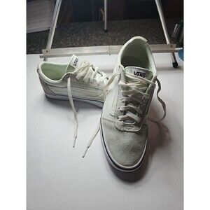 Vans Old Skool White Suede Low Top Skate Shoe Sneaker Rare Womens Sz 8 1/2